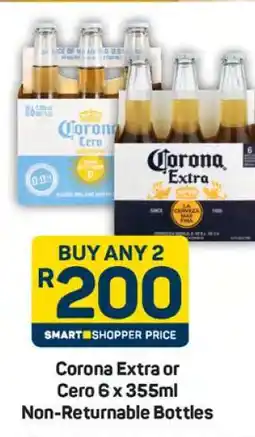 Pick n Pay Corona Extra or Cero 6 x 355ml Non-returnable Bottles offer