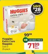 Dis-Chem Huggies Extra Care Nappies Size 0 25 Pack-Per Pack offer