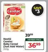 Dis-Chem Nestle Cerelac Baby Cereal (Just Add Water)-200g offer