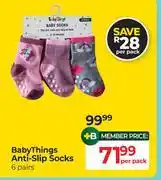 Dis-Chem Baby Things Anti Slip Socks 6 Pairs-Per Pack offer