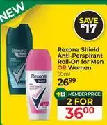 Dis-Chem Rexona Shield Anti-Perspirant Roll-On For Men Or Women-For 2 x 50ml offer