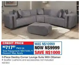 OK Furniture Destiny Corner Lounge Suite With Ottoman offer