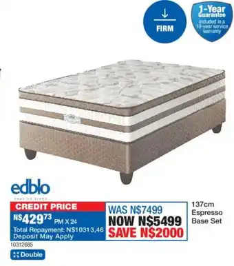 OK Furniture Edblo 137cm Espresso Base Set offer