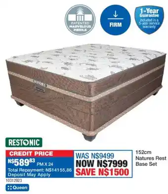 OK Furniture Restonic 152cm Natures Rest Base Set offer