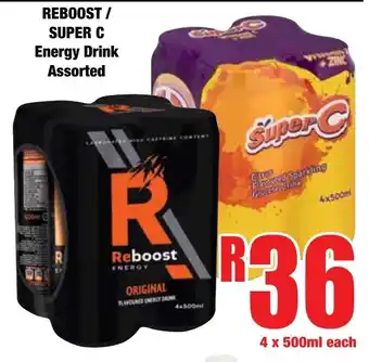 Boxer Superstores Reboost/ Super C Energy Drink Assorted offer