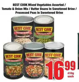 Boxer Superstores Best Cook Mixed Vegetables Assorted/ Tomato & Onion Mix/ Butter Beans In Sweetened Brine/ Processed Peas In Sweetened Brine offer