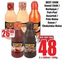 Boxer Superstores Best Cook Sweet Chilli/ Barbeque/ Peri-Peri Assorted/ Pele-Naise Sauce/ Chakalaka-Naise offer
