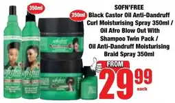Boxer Superstores Sofn'free Black Castor Oil Anti-Dandruff Curl Moisturising Spray/ Oil Anti-Dandruff Moisturising Braid Spray offer