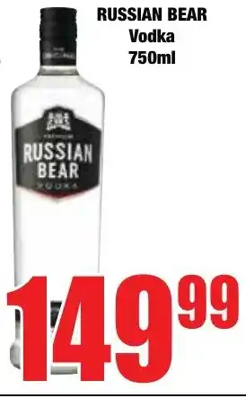 Boxer Superstores Russian Bear Vodka offer
