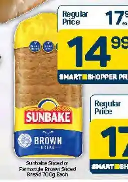 Pick n Pay Sunbake Sliced or Farmstyle Brown Sliced Bread 700g Each offer