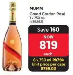 Makro’s liquor Mumm Grand Cordon Rosé offer