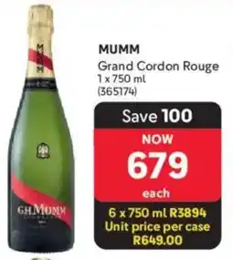 Makro’s liquor Mumm Grand Cordon Rouge offer
