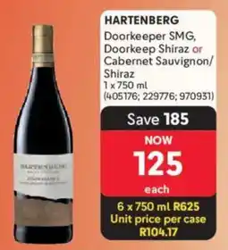 Makro’s liquor Hartenberg Doorkeeper SMG, Doorkeep Shiraz or Cabernet Sauvignon/ Shiraz offer