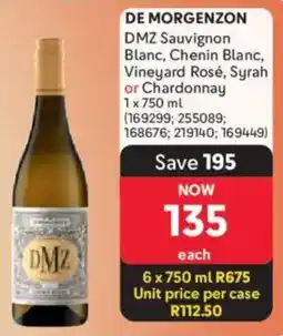 Makro’s liquor De Morgenzon DMZ Sauvignon Blanc, Chenin Blanc, Vineyard Rosé, Syrah or Chardonnay offer