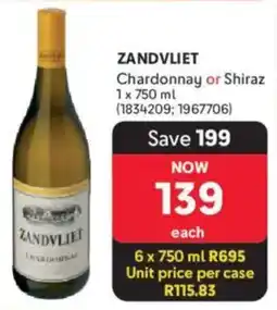 Makro’s liquor Zandvliet Chardonnay or Shiraz offer