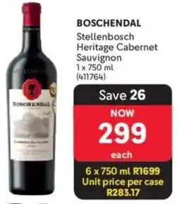 Makro’s liquor Boschendal Stellenbosch Heritage Cabernet Sauvignon offer
