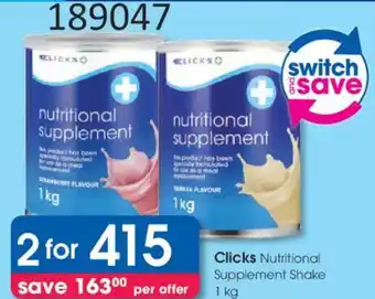 Clicks Clicks Nutritional Supplement Shake offer