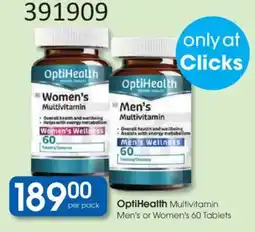 Clicks OptiHealth Multivitamin Men's or Women's Tablets offer