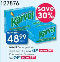 Clicks Karvol Decongestant Chest Rub offer