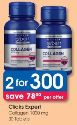 Clicks Clicks Expert Collagen 1000 mg Tablets offer