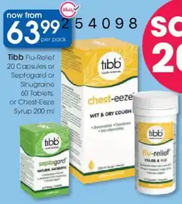 Clicks Tibb Flu-Relief Capsules or Septogard or Sinugraine Tablets, or Chest-Eeze Syrup offer