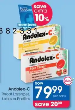 Clicks Andolex-C Throat Lozenges, Lollies or Pastilles offer