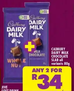 Shoprite Cadbury dairy milk chocolate slab offer