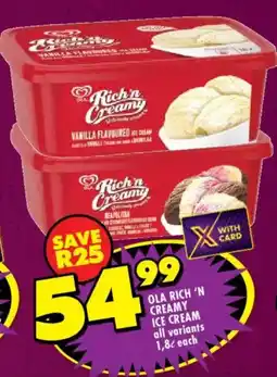 Shoprite Ola rich 'n creamy ice cream offer