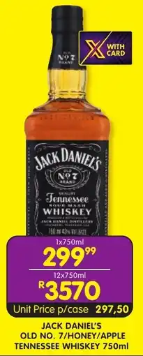 Shoprite Liquor Jack daniel's old no. 7/ honey/ apple tennessee whiskey offer