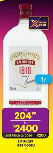 Shoprite Liquor Smirnoff 1818 vodka offer