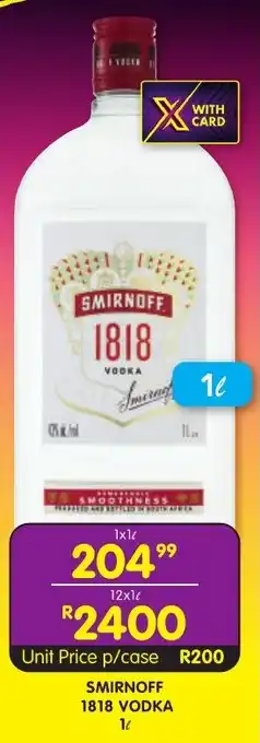 Shoprite Liquor Smirnoff 1818 vodka offer