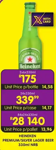Shoprite Liquor Heineken premium/ silver lager beer nrb offer