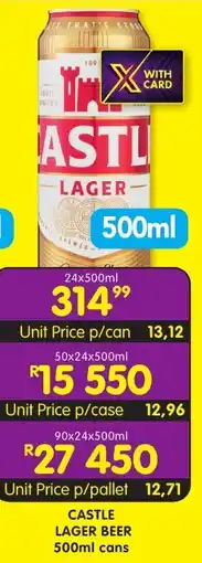 Shoprite Liquor Castle lager beer cans offer