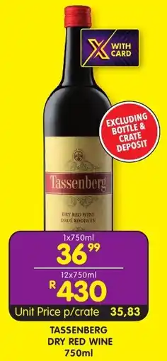 Shoprite Liquor Tassenberg dry red wine offer