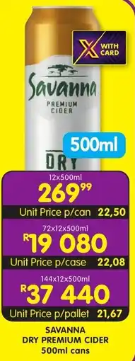 Shoprite Liquor Savanna dry premium cider cans offer
