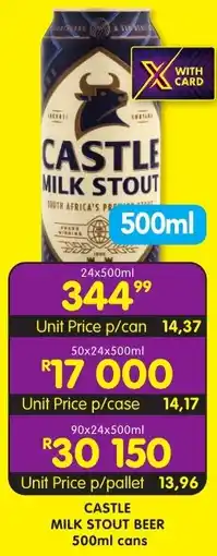 Shoprite Liquor Castle milk stout beer cans offer