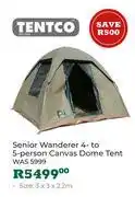 Outdoor Warehouse Tentco Senior Wanderer 4 To 5 Person Canvas Dome Tent Size 3 x 3 x 2.2m offer