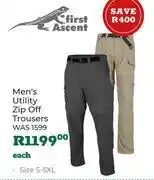 Outdoor Warehouse First Ascent Men's Utility Zip Off Trousers (Size S-5XL) offer