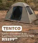 Outdoor Warehouse Tentco Junior Wanderer 3 To 4 Person Canvas Dome Tent offer