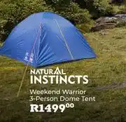 Outdoor Warehouse Natural Instincts Weekend Warrior 3 Person Dome Tent offer