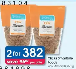 Clicks Clicks Smartbite Foods Raw Almonds offer