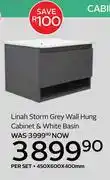 CTM Linah Storm Grey Wall Hung Cabinet & White Basin 450 x 600 x 400mm offer
