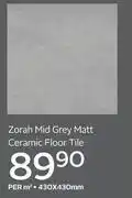 CTM Zorah Mid Grey Matt Ceramic Floor Tile 430 x 430mm-Per Sqm offer