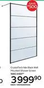 CTM Crystal Tech Nile Black Wall Mounted Shower Screen 1200 x 2000mm offer