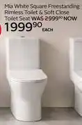 CTM Mia White Square Freestanding Rimless Toilet & Soft Close Toilet Seat offer
