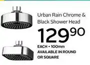 CTM Urban Rain Chrome & Black Shower Head 100mm offer