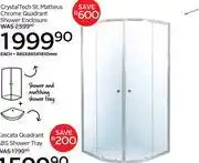 CTM Crystal Tech St.Matheus Chrome Quadrant Shower Enclosure 885 x 885 x 1850mm offer