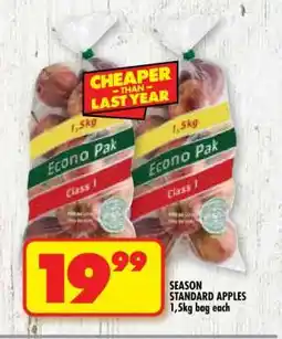 Shoprite SEASON STANDARD APPLES 1,5kg bag each offer