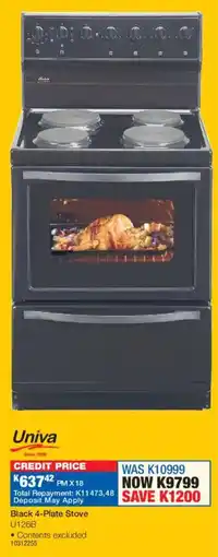 OK Furniture Univa Black 4-Plate Stove offer