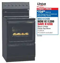 OK Furniture Univa Black 4-Plate Ceran-Top Stove offer